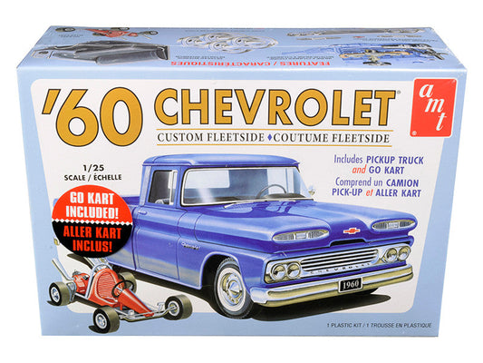 Skill 2 Model Kit 1960 Chevrolet Custom Fleetside Pickup Truck with Go Kart 1/25 Scale Model by AMT LuxuryLifeWay Online Store