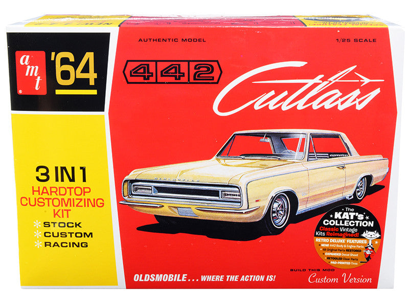 Skill 2 Model Kit 1964 Oldsmobile Cutlass 442 Hardtop 3-in-1 Kit 1/25 Scale Model by AMT LuxuryLifeWay Online Store