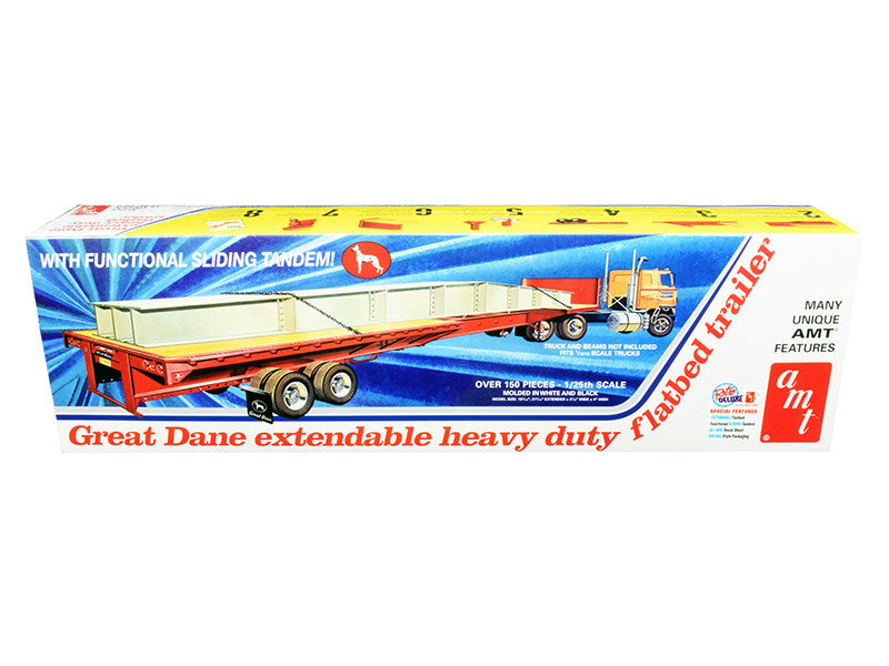 Skill 3 Model Kit Great Dane Extendable Heavy Duty Flat Bed Trailer with Functional Sliding Tandem 1/25 Scale Model by AMT LuxuryLifeWay Online Store
