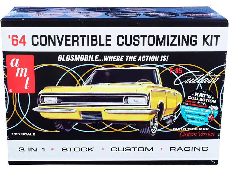Skill 2 Model Kit 1964 Oldsmobile Cutlass F-85 Convertible 3-in-1 Kit 1/25 Scale Model by AMT LuxuryLifeWay Online Store