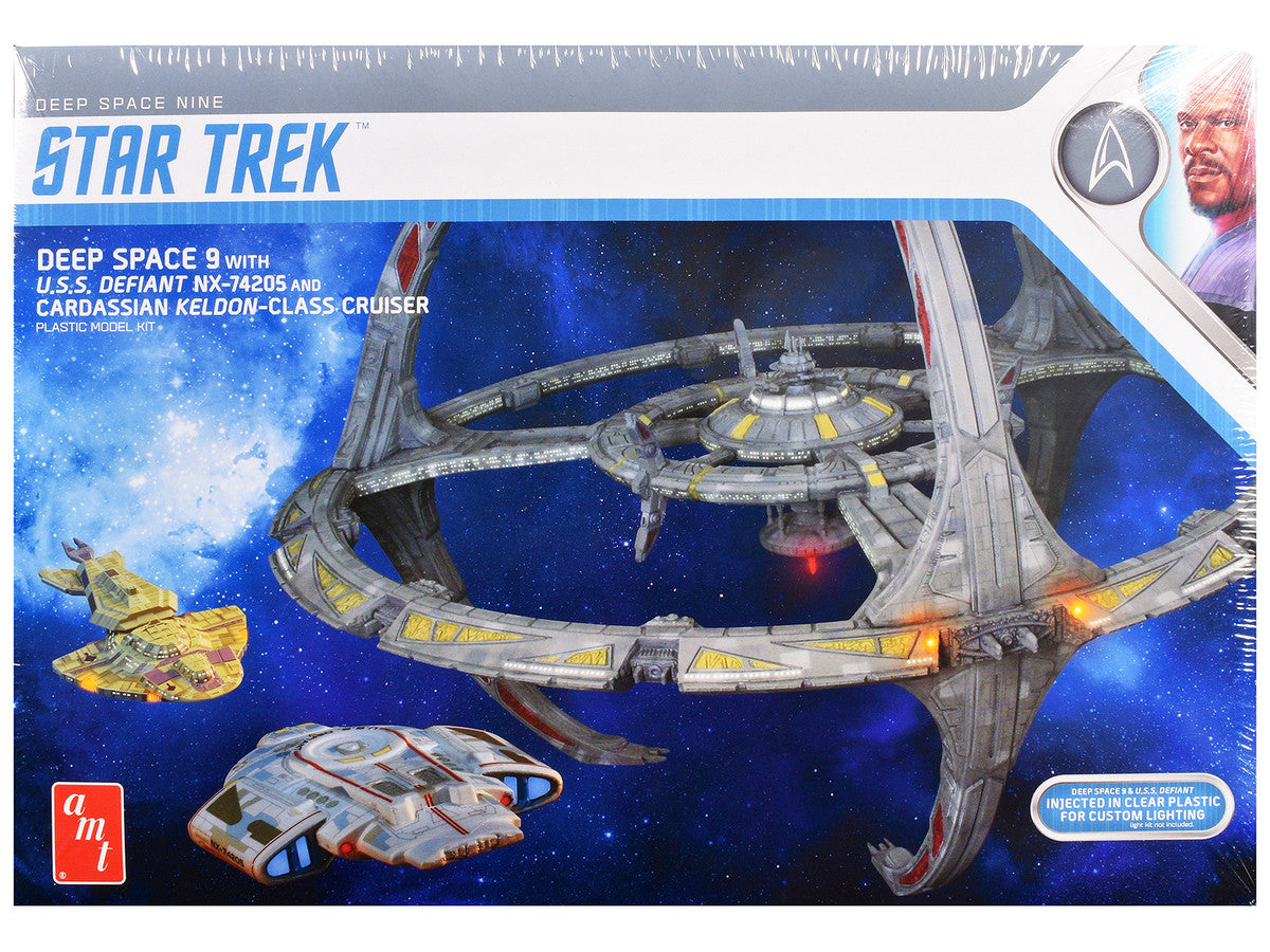 Skill 2 Model Kit Deep Space 9 Space Station with USS Defiant NX-74205 Space Ship and Cadassian Keldon-Class Cruiser "Star Trek: Deep Space Nine" (1993-1999) TV Series 1/3300 Scale Model by AMT LuxuryLifeWay Online Store