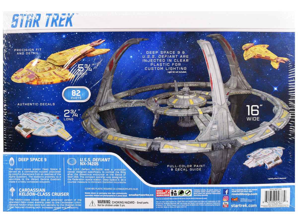 Skill 2 Model Kit Deep Space 9 Space Station with USS Defiant NX-74205 Space Ship and Cadassian Keldon-Class Cruiser "Star Trek: Deep Space Nine" (1993-1999) TV Series 1/3300 Scale Model by AMT LuxuryLifeWay Online Store