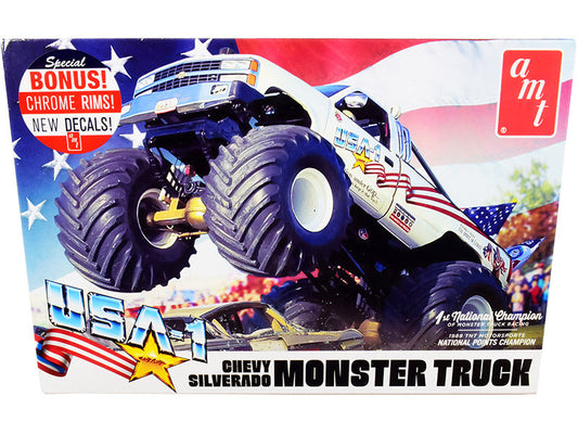 Skill 2 Model Kit Chevrolet Silverado "USA-1" Monster Truck 1/25 Scale Model by AMT LuxuryLifeWay Online Store