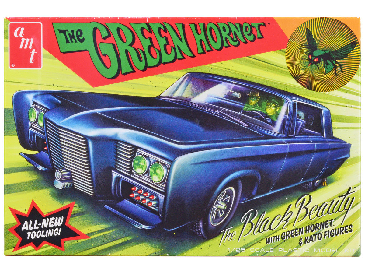 Skill 2 Model Kit Black Beauty "The Green Hornet" (1966–1967) TV Series with Green Hornet and Kato Figures 1/25 Scale Model by AMT LuxuryLifeWay Online Store