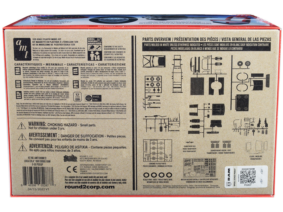 Skill 3 Model Kit 1980 Dodge Ram D-50 Pickup Truck "Coca-Cola" Four Bottle Crates 1/25 Scale Model by AMT LuxuryLifeWay Online Store