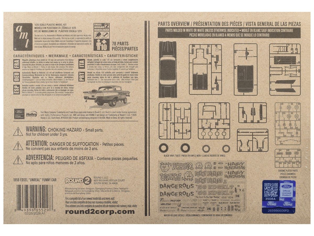 Skill 2 Model Kit of 1958 Edsel Funny Car "Unreal" 1/25 Scale Model by AMT LuxuryLifeWay Online Store