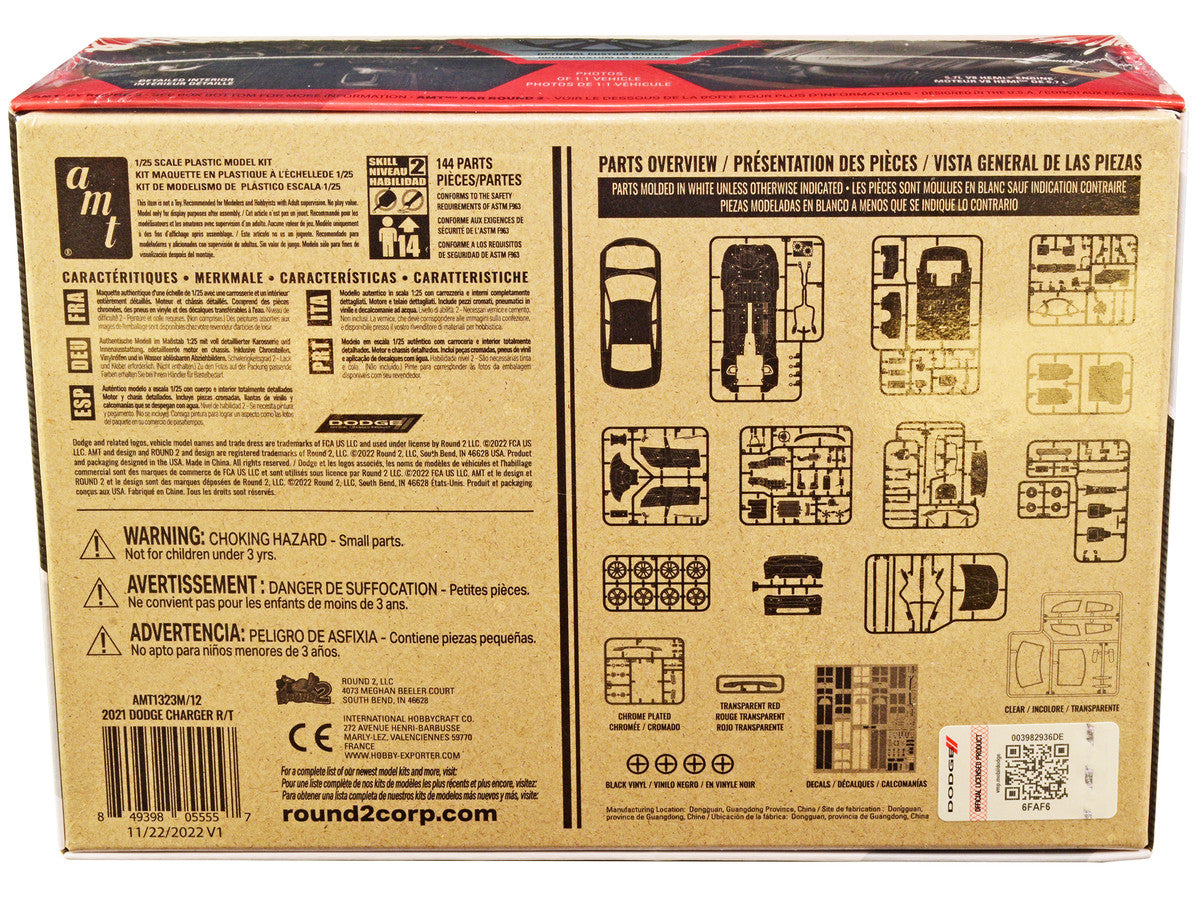 Skill 2 Model Kit 2021 Dodge Charger R/T 1/25 Scale Model by AMT LuxuryLifeWay Online Store