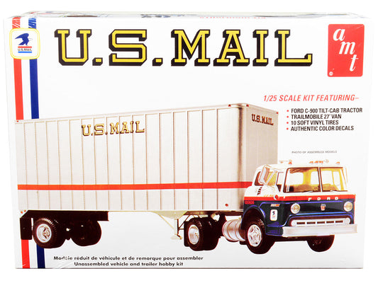 Skill 3 Model Kit Ford C900 Truck Tractor with Trailer "U.S. Mail" 1/25 Scale Model by AMT LuxuryLifeWay Online Store