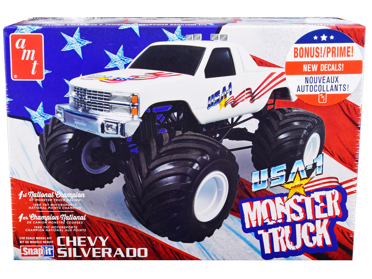 Skill 1 Snap Model Kit Chevrolet Silverado "USA-1" Monster Truck 1/32 Scale Model by AMT LuxuryLifeWay Online Store