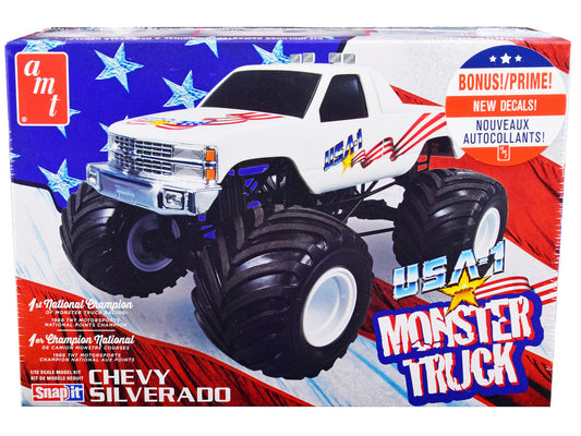 Skill 1 Snap Model Kit Chevrolet Silverado "USA-1" Monster Truck 1/32 Scale Model by AMT LuxuryLifeWay Online Store