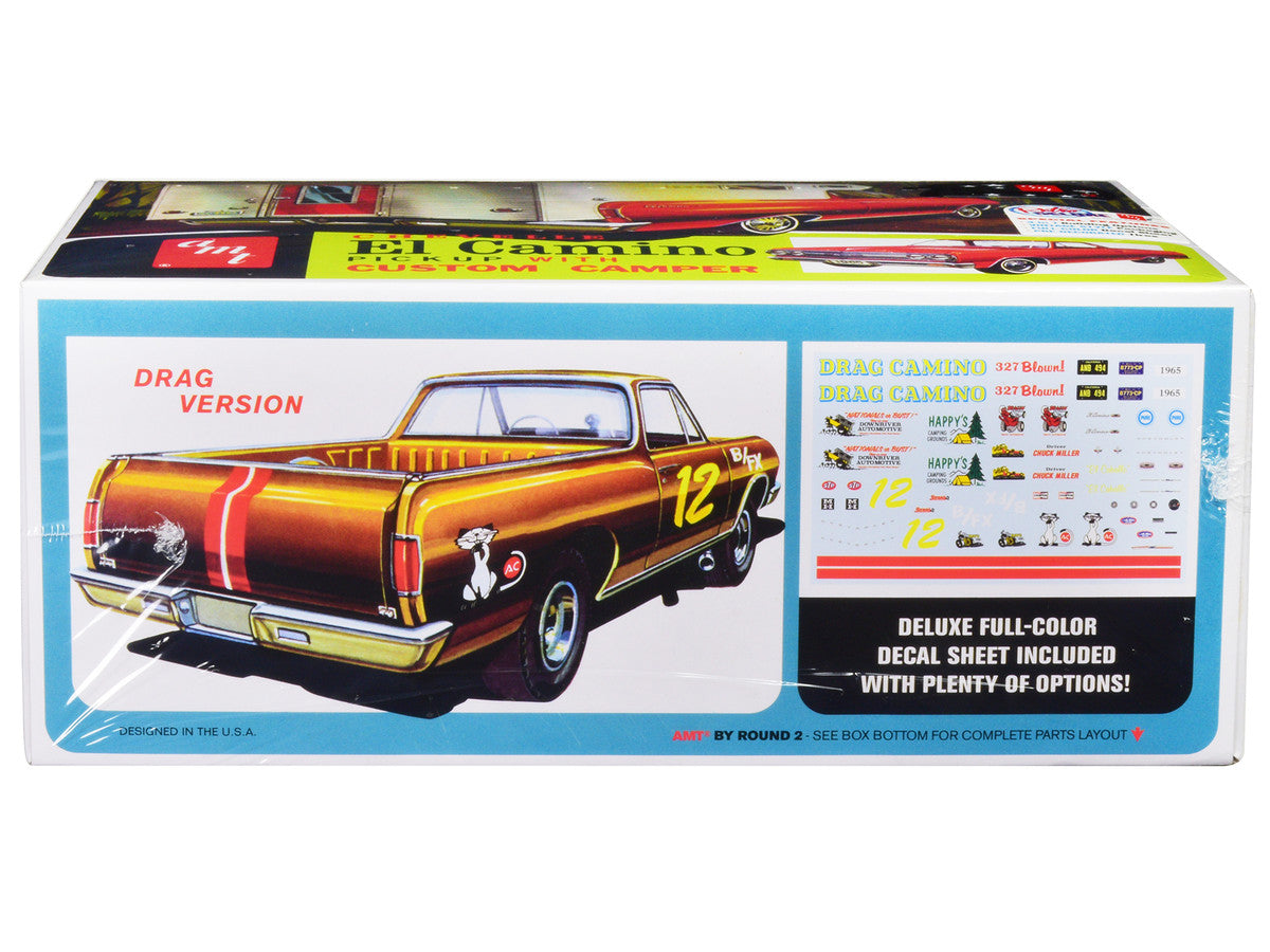 Skill 2 Model Kit 1965 Chevrolet El Camino with Camper 3-in-1 Kit 1/25 Scale Model by AMT LuxuryLifeWay Online Store