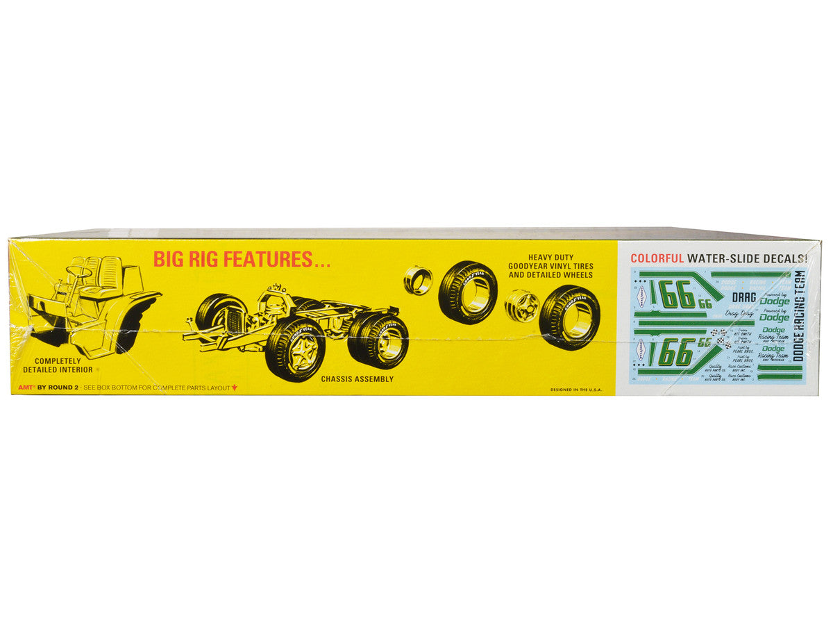 Skill 3 Model Kit 1966 Dodge L700 Truck with Flatbed Racing Trailer 1/25 Scale Model by AMT LuxuryLifeWay Online Store