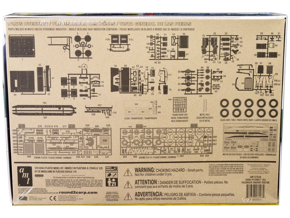 Skill 3 Model Kit Peterbilt 352 Pacemaker Cabover Tractor "Coors" 1/25 Scale Model by AMT LuxuryLifeWay Online Store
