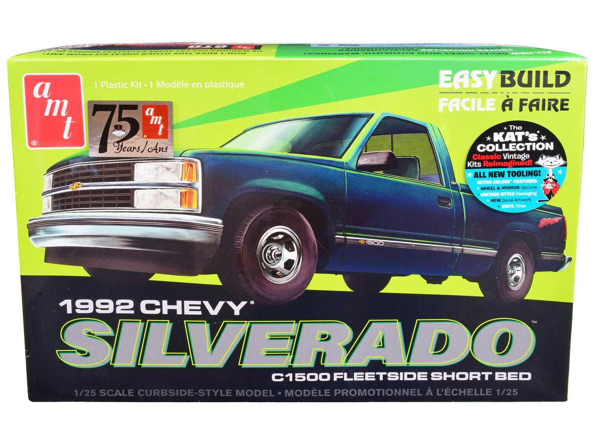 Skill 2 Model Kit 1992 Chevrolet Silverado C1500 Fleetside Short Bed Pickup Truck "Easy Build" 1/25 Scale Model by AMT LuxuryLifeWay Online Store