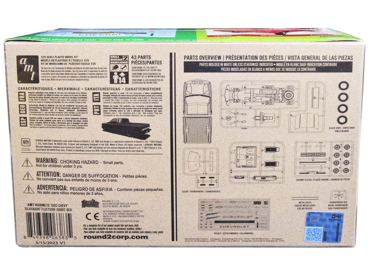 Skill 2 Model Kit 1992 Chevrolet Silverado C1500 Fleetside Short Bed Pickup Truck "Easy Build" 1/25 Scale Model by AMT LuxuryLifeWay Online Store