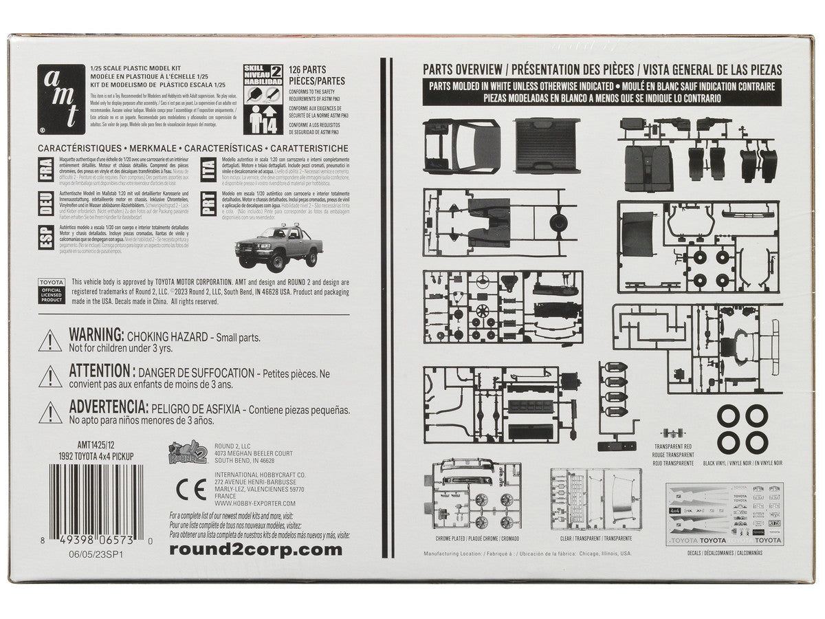 Skill 2 Model Kit 1992 Toyota 4x4 Pickup Truck (2023) 1/20 Scale Model by AMT LuxuryLifeWay Online Store