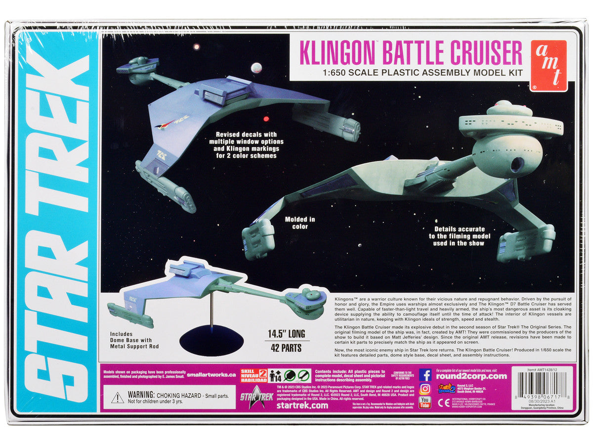 Skill 2 Model Kit "Klingon Warrior Empire" Alien Battle Cruiser "Star Trek" (1966-1969) TV Series 1/650 Scale Model by AMT LuxuryLifeWay Online Store