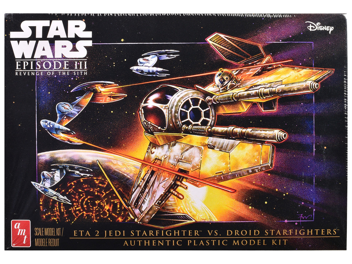 Skill 2 Model Kit ETA 2 Jedi Starfighter VS. Droid Starfighters 4 Model Set "Star Wars: Episode III - Revenge of the Sith" (2005) Movie 1/48 Scale Model by AMT LuxuryLifeWay Online Store