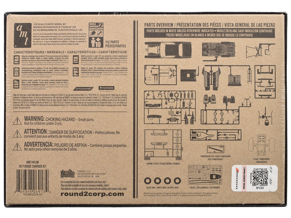 Skill 2 Model Kit 1971 Dodge Charger R/T 1/25 Scale Model by AMT LuxuryLifeWay Online Store