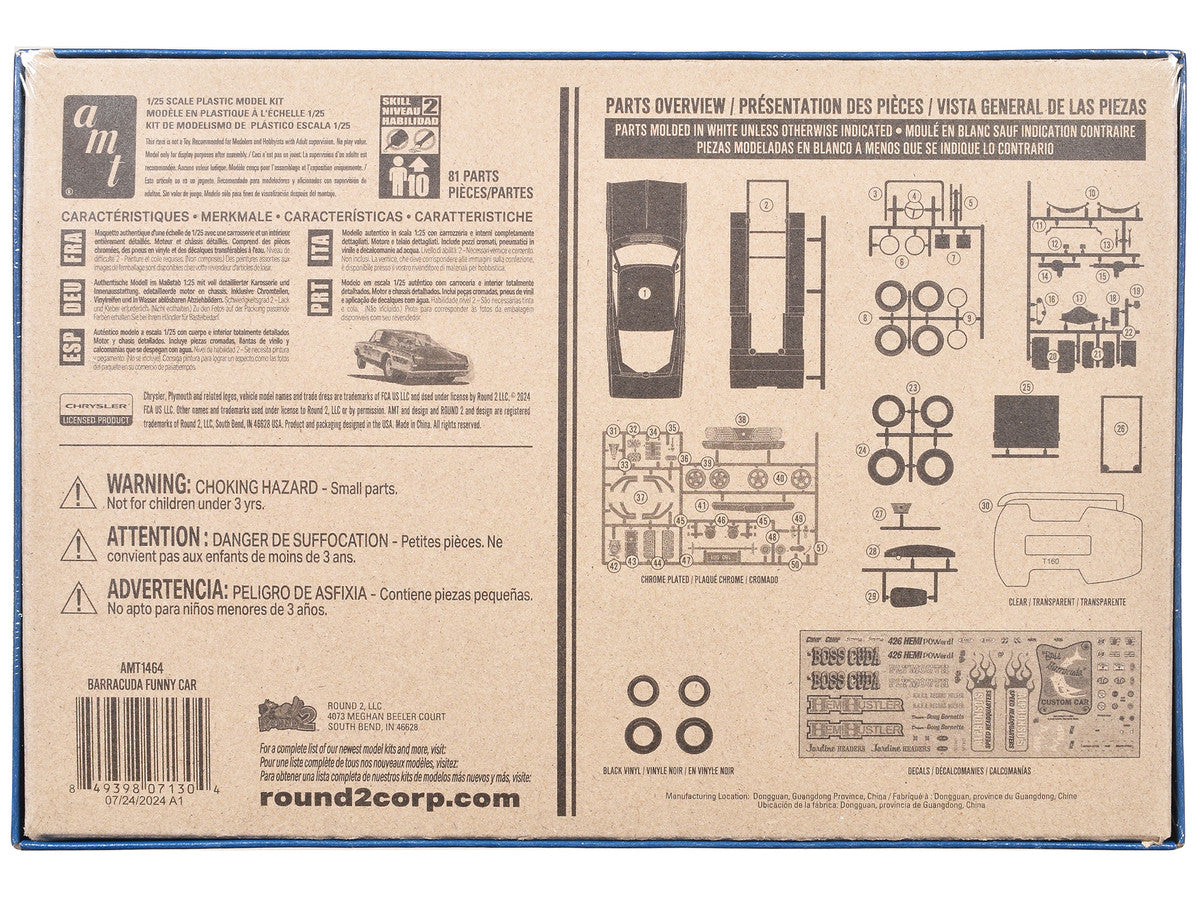 Skill 2 Model Kit 1966 Plymouth Barracuda Funny Car "Hemi Hustler" 1/25 Scale Model by AMT LuxuryLifeWay Online Store