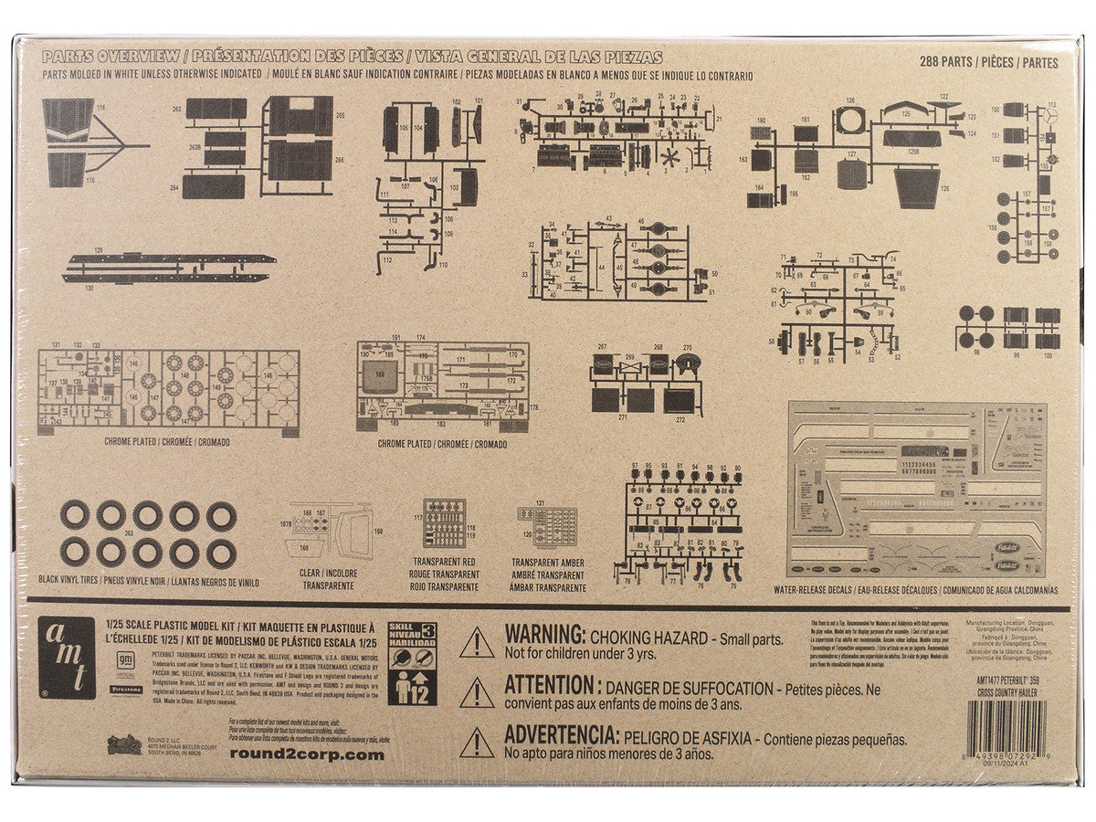 Skill 3 Model Kit Peterbilt 359 "Cross Country Hauler" 1/25 Scale Model by AMT LuxuryLifeWay Online Store