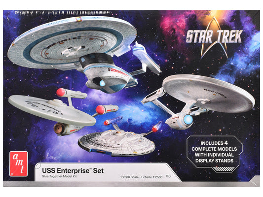 Skill 2 Model Kit U.S.S. Enterprise Four Ship Set "Star Trek" 1/2500 Scale Model by AMT LuxuryLifeWay Online Store