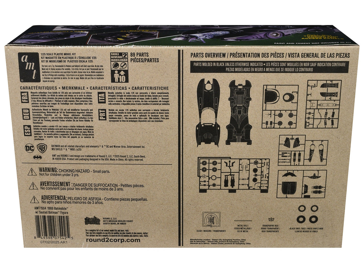 Skill 2 Model Kit Batmobile with Seated Batman Figure "Batman" (1989) Movie 1/25 Scale Model by AMT