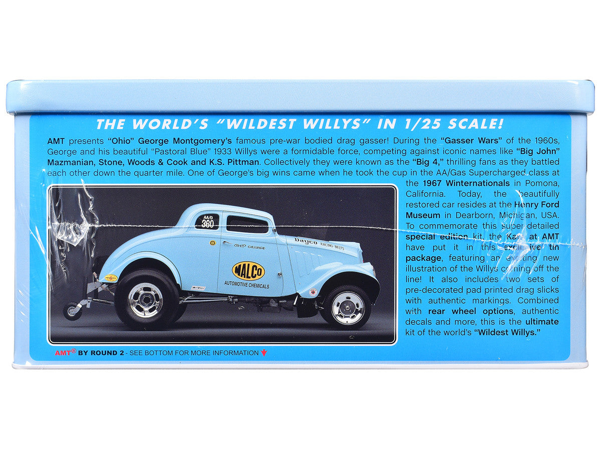 Skill 2 Model Kit 1933 Willys Gasser "Ohio George" with Collectible Tin Packaging 1/25 Scale Model by AMT LuxuryLifeWay Online Store