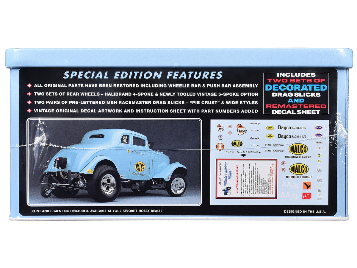 Skill 2 Model Kit 1933 Willys Gasser "Ohio George" with Collectible Tin Packaging 1/25 Scale Model by AMT LuxuryLifeWay Online Store