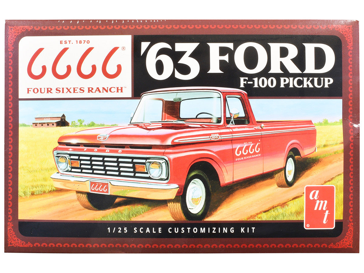 Skill 2 Model Kit 1963 Ford F-100 Pickup Truck "Four Sixes Ranch" 3-in-1 Kit 1/25 Scale Model by AMT LuxuryLifeWay Online Store