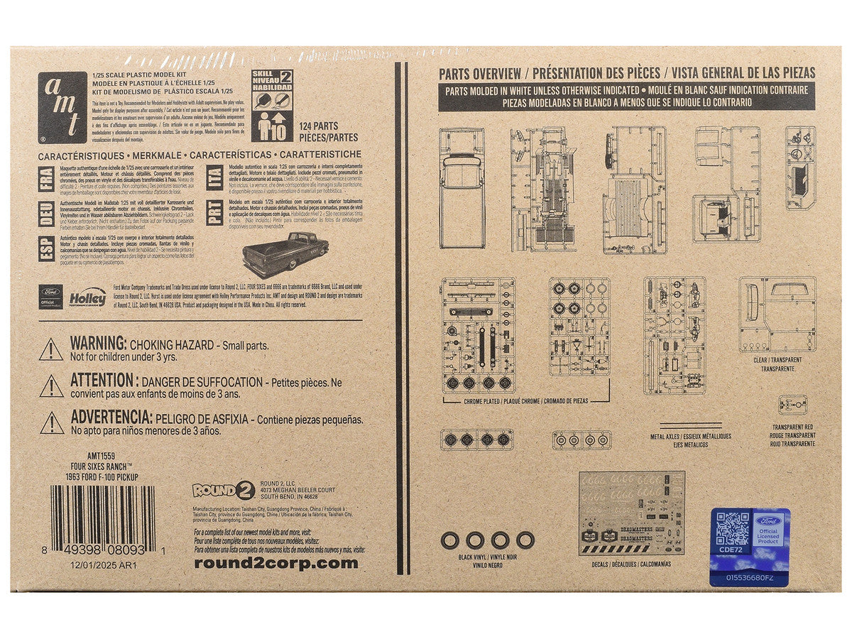 Skill 2 Model Kit 1963 Ford F-100 Pickup Truck "Four Sixes Ranch" 3-in-1 Kit 1/25 Scale Model by AMT LuxuryLifeWay Online Store