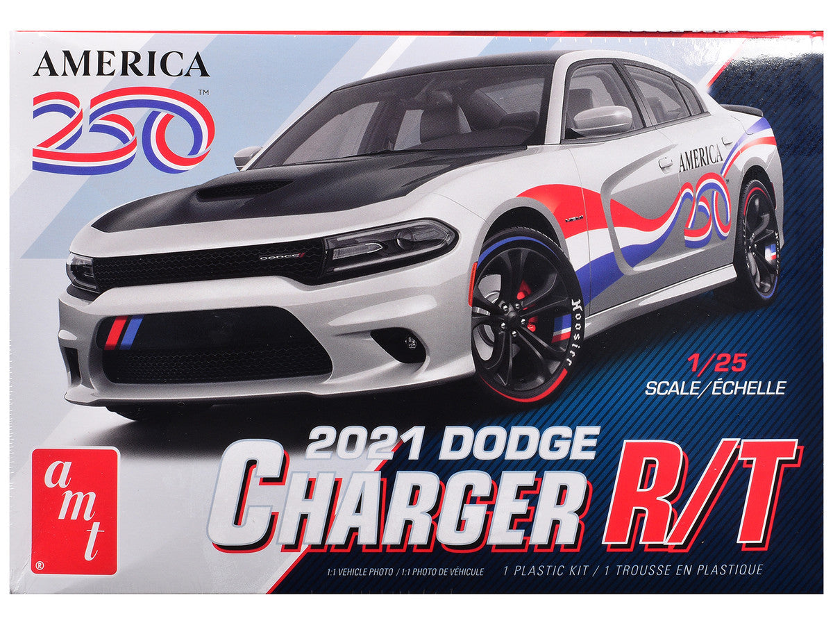 Skill 2 Model Kit 2021 Dodge Charger R/T "America 250" 1/25 Scale Model by AMT LuxuryLifeWay Online Store