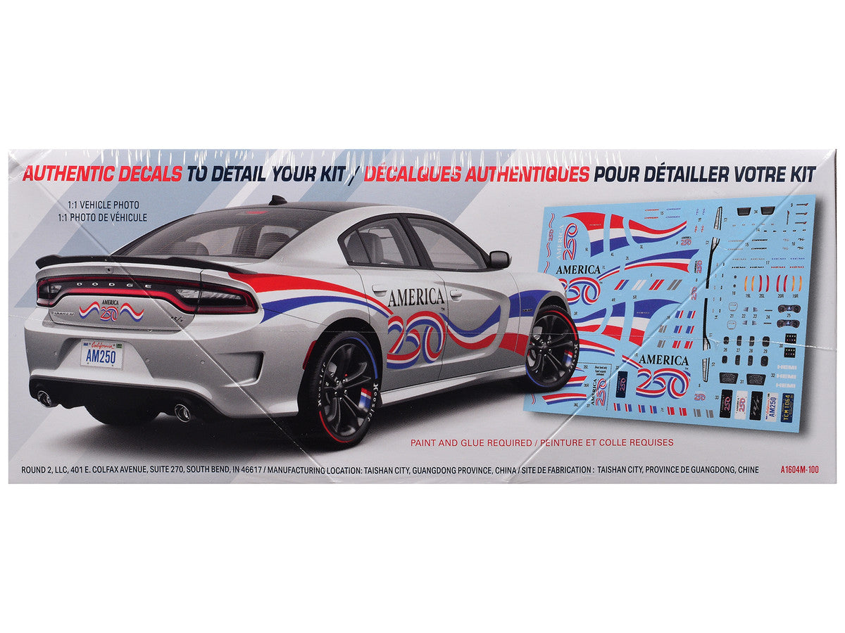 Skill 2 Model Kit 2021 Dodge Charger R/T "America 250" 1/25 Scale Model by AMT LuxuryLifeWay Online Store