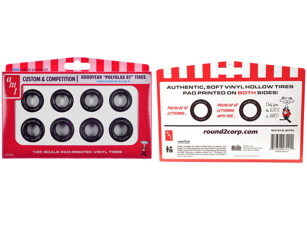 Model Kit "Goodyear Polyglas GT" Tires Set of 8 Pieces for 1/25 Scale Models by AMT LuxuryLifeWay Online Store
