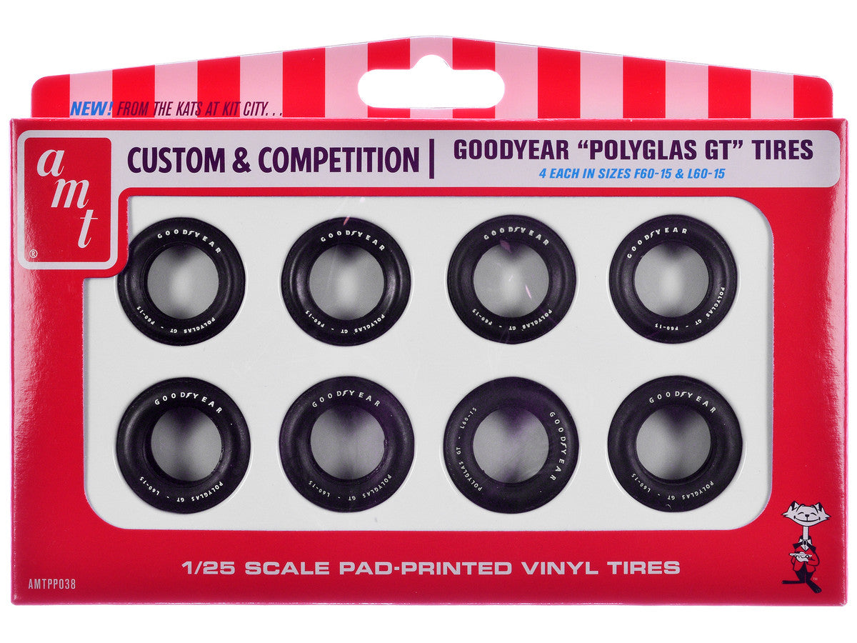 Model Kit "Goodyear Polyglas GT" Tires Set of 8 Pieces for 1/25 Scale Models by AMT LuxuryLifeWay Online Store