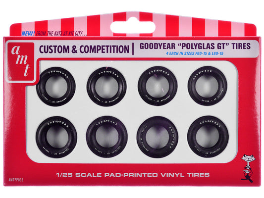 Model Kit "Goodyear Polyglas GT" Tires Set of 8 Pieces for 1/25 Scale Models by AMT LuxuryLifeWay Online Store
