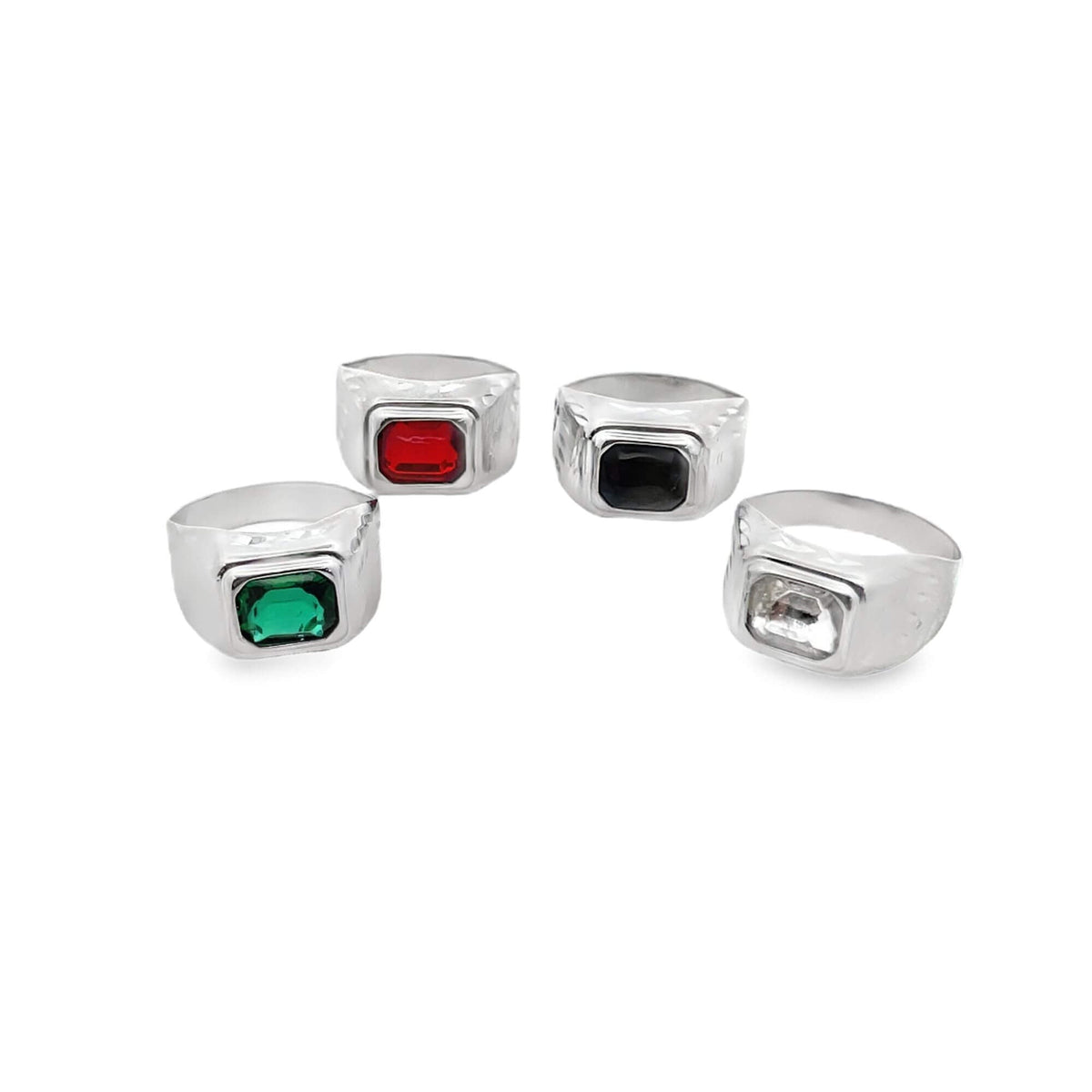 Rhodium Feather Pattern Gemstone Ring LuxuryLifeWay Online Store