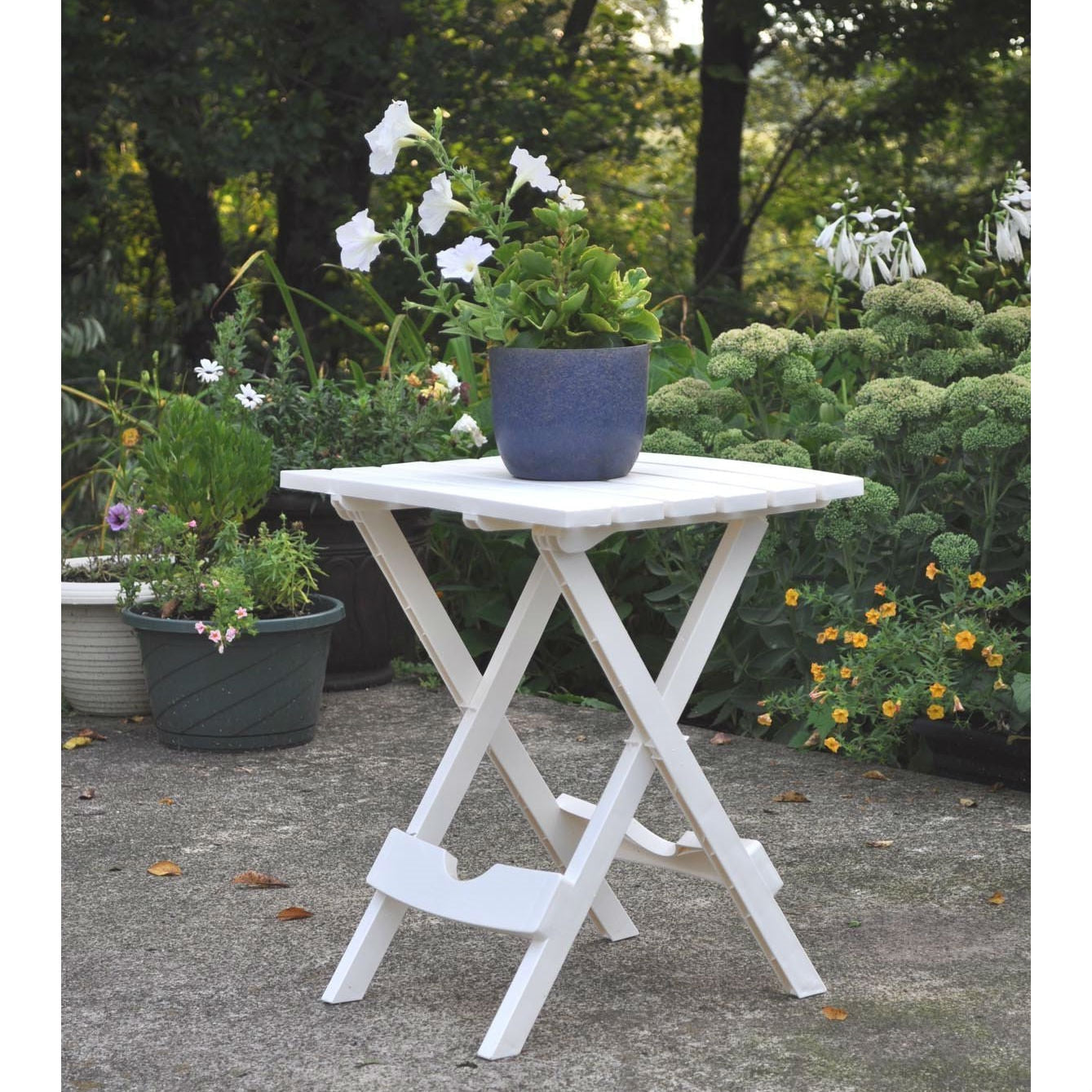 Outdoor Fast Folding Patio Side Table, White Weather Resistant Resin LuxuryLifeWay Online Store
