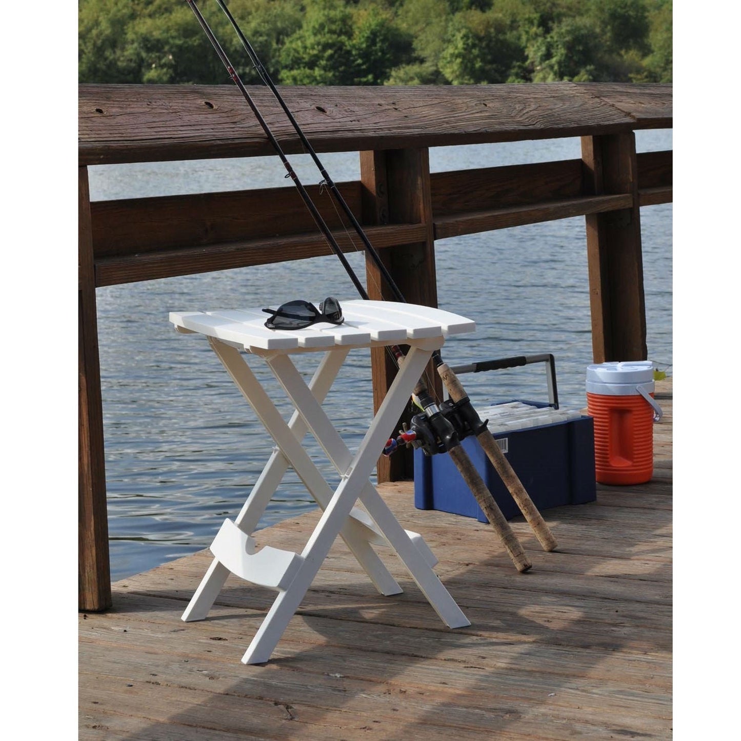 Outdoor Fast Folding Patio Side Table, White Weather Resistant Resin LuxuryLifeWay Online Store