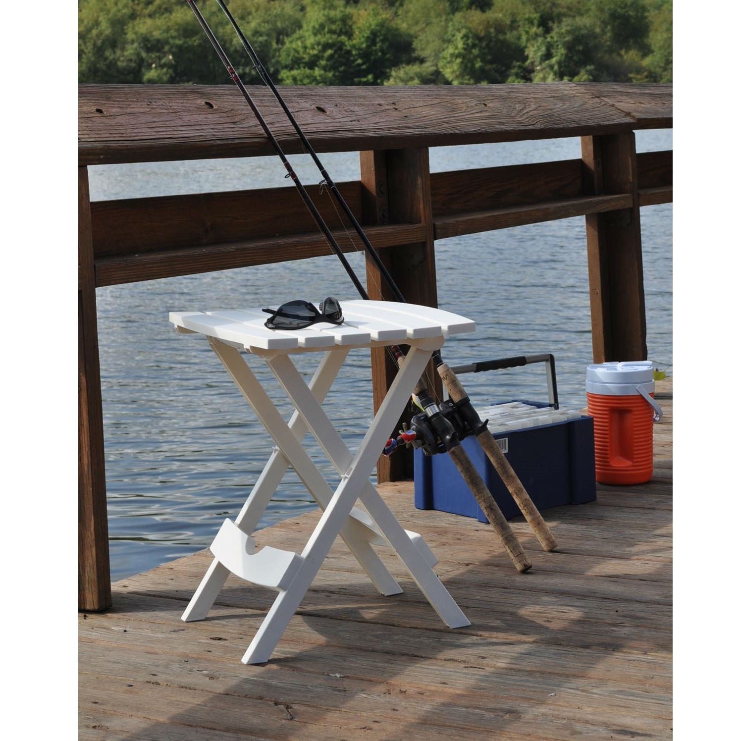 Outdoor Fast Folding Patio Side Table, White Weather Resistant Resin LuxuryLifeWay Online Store