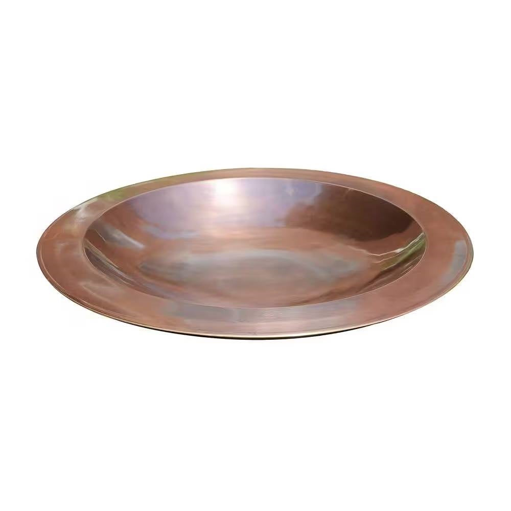 24-inch Diameter Round Copper Plated Brass Large Bird Bath Rimmed Bowl Birdbath LuxuryLifeWay Online Store
