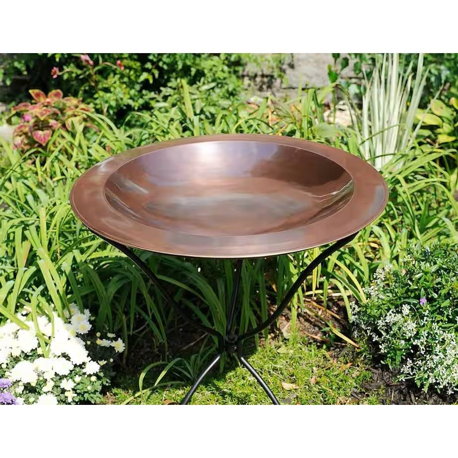 24-inch Diameter Round Copper Plated Brass Large Bird Bath Rimmed Bowl Birdbath LuxuryLifeWay Online Store