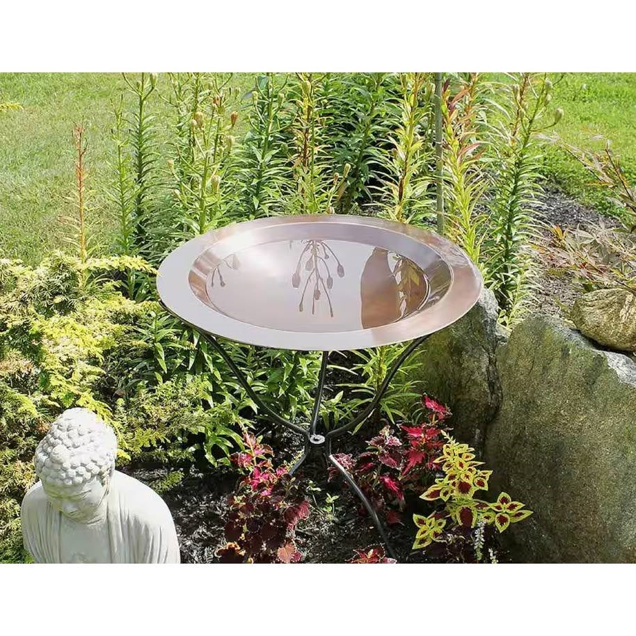 24-inch Diameter Round Copper Plated Brass Large Bird Bath Rimmed Bowl Birdbath LuxuryLifeWay Online Store