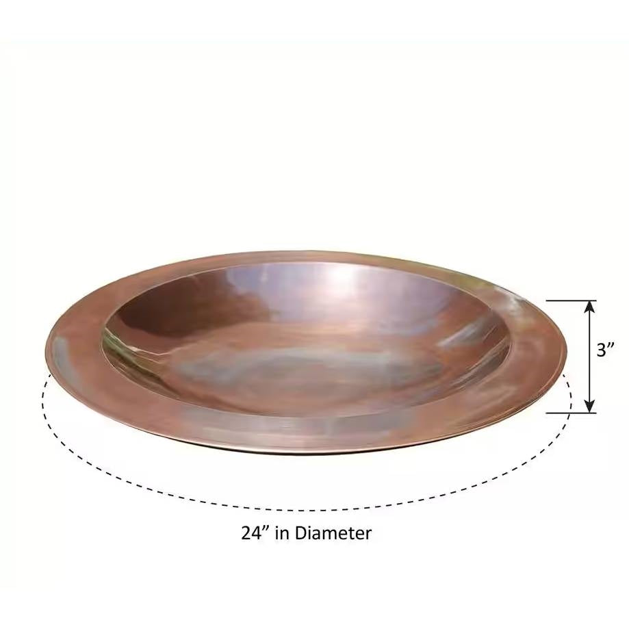 24-inch Diameter Round Copper Plated Brass Large Bird Bath Rimmed Bowl Birdbath LuxuryLifeWay Online Store