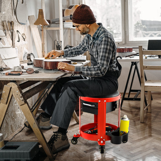 Rolling Mechanic Stool with Removable Padded Seat and Drawers-Yellow LuxuryLifeWay Online Store