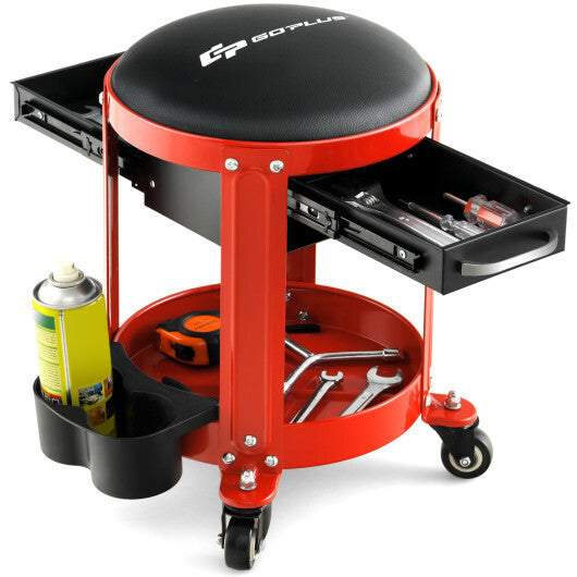 Rolling Mechanic Stool with Removable Padded Seat and Drawers-Yellow LuxuryLifeWay Online Store