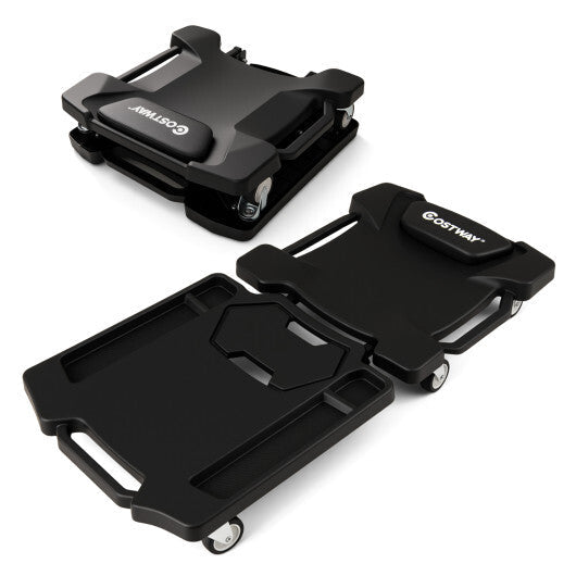 43 Inches Foldable Mechanic Creeper with Padded Headrest and Tool Trays-Black LuxuryLifeWay Online Store