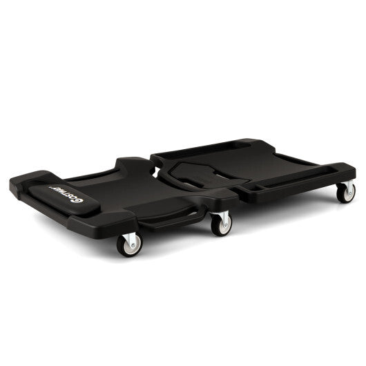 43 Inches Foldable Mechanic Creeper with Padded Headrest and Tool Trays-Black LuxuryLifeWay Online Store