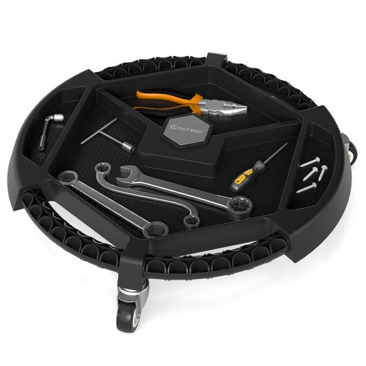 Mobile Automotive Tool Creeper with 3 Swivel Casters and 4 Compartments-Black LuxuryLifeWay Online Store