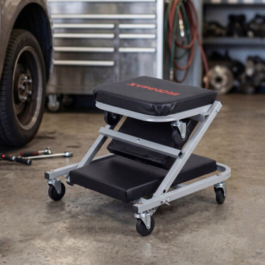 36" 2-in-1 Mechanic Creeper and Z-Seat with 6 Swivel Casters-Black LuxuryLifeWay Online Store